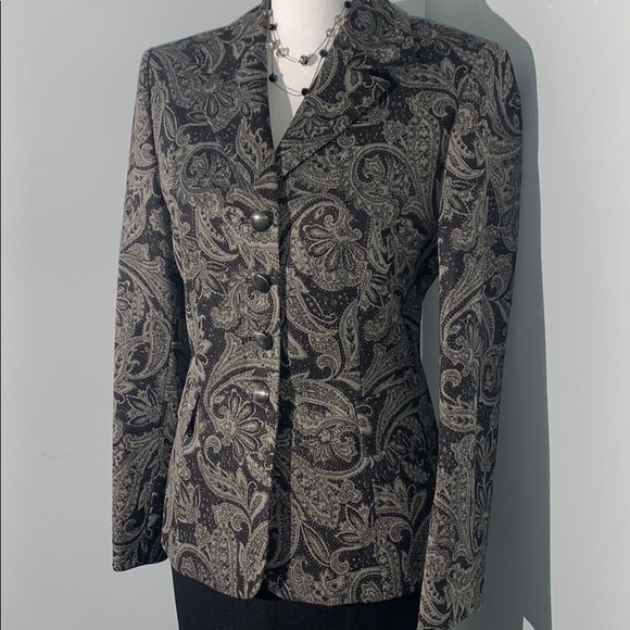 Le Suit Paisley Blazer Suit size 10P - Picture 2 of 10